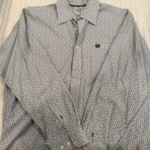 Cinch Men's Black and White Geometric Shirt